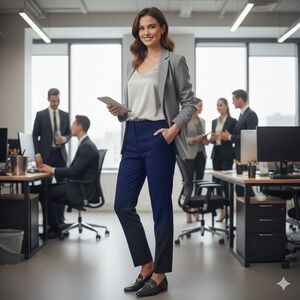 Talbots Signature Boot Navy Blue Dress Pants Size 12 Petite‎ Stretch Career Work